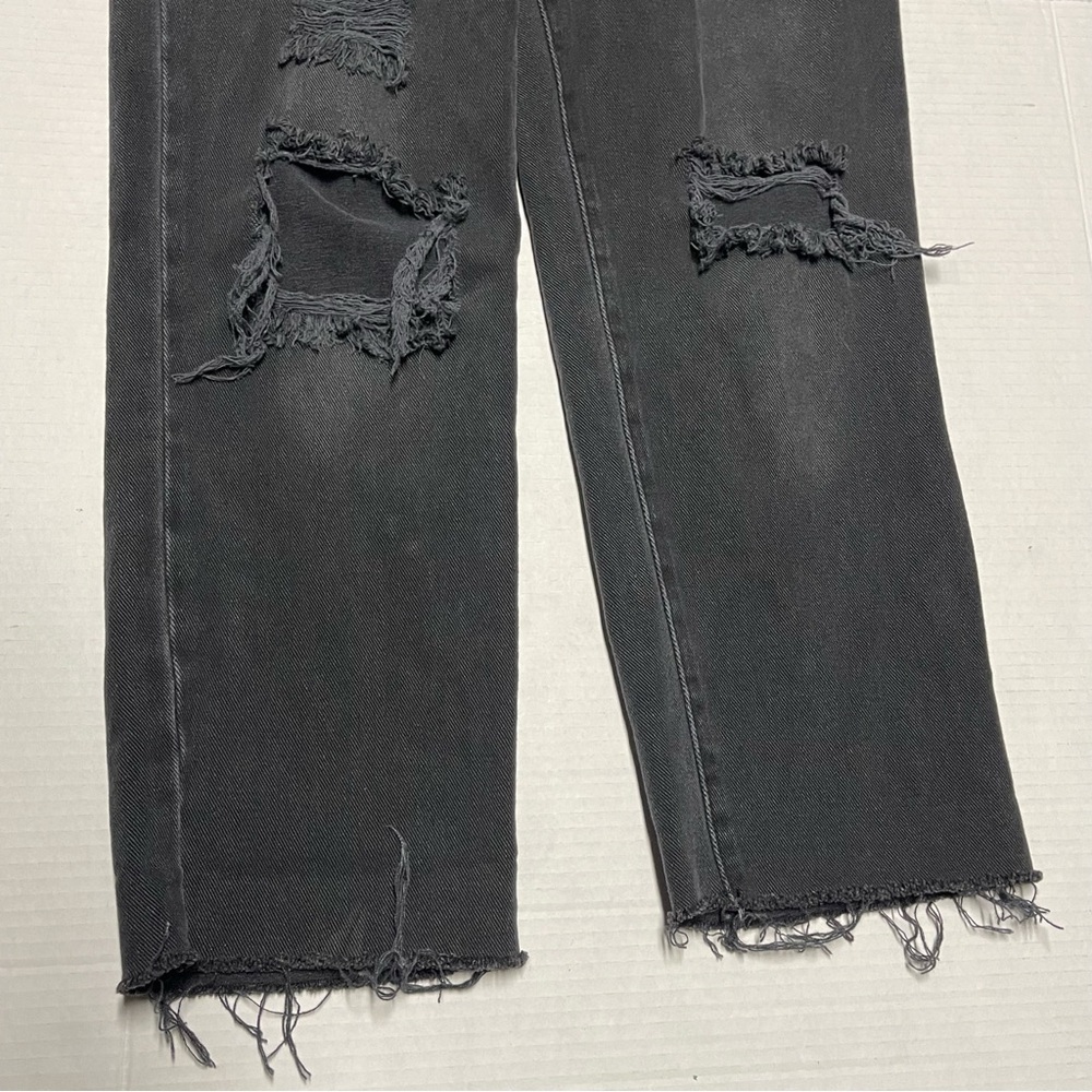 PacSun Women’s Black Jeans Size 28 Distressed High Rise Straight Leg Denim 28x25 - Picture 3 of 9